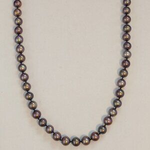 Genuine Peacock Chocolate Pearl 5mm G.F. Magnetic Clasp Necklace